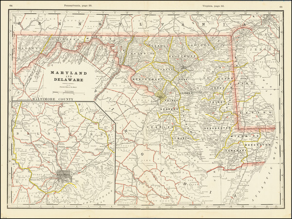 34-Maryland and Delaware Map By George F. Cram