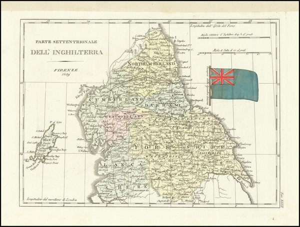 83-England and British Counties Map By Francesco Costantino Marmocchi