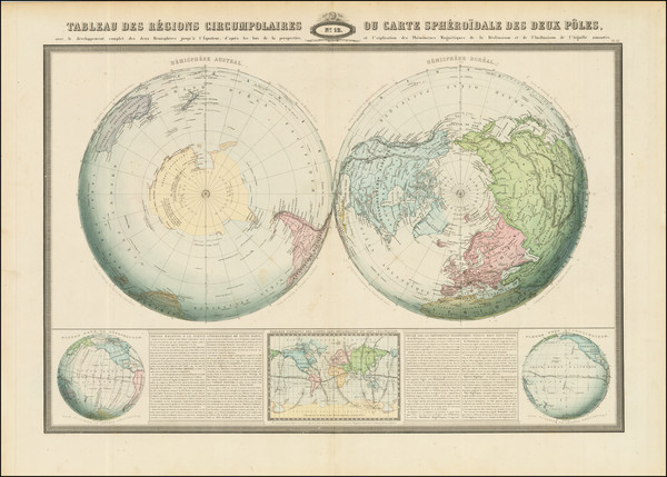 37-World, Northern Hemisphere, Southern Hemisphere and Polar Maps Map By F.A. Garnier