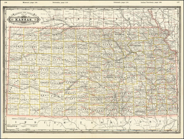 75-Kansas Map By George F. Cram