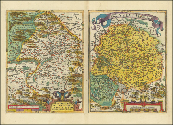 92-Switzerland and Süddeutschland Map By Abraham Ortelius