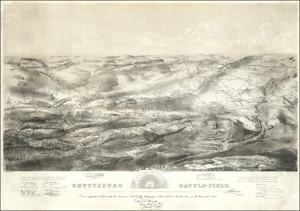 36-Pennsylvania and Civil War Map By John B. Bachelder / Endicott & Co.