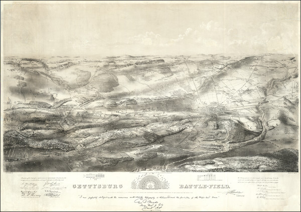 47-Pennsylvania and Civil War Map By John B. Bachelder / Endicott & Co.