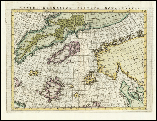 63-Polar Maps, Atlantic Ocean, Scandinavia and Iceland Map By Girolamo Ruscelli