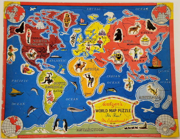 20-World, Pictorial Maps and Curiosities Map By A.M. Walzer Co.