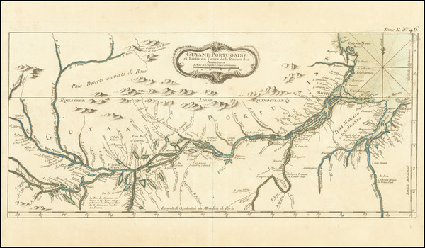 70-Brazil and Guianas & Suriname Map By Jacques Nicolas Bellin