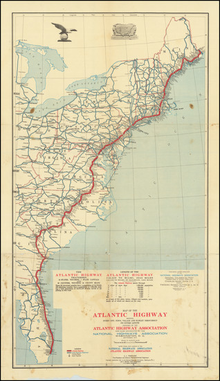 39-New England and Southeast Map By Atlantic Highway Association