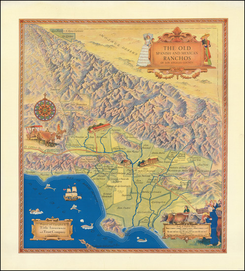 94-Pictorial Maps, California and Los Angeles Map By Title Insurance & Trust Company / Gerald 