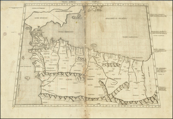 35-Spain, Mediterranean and North Africa Map By Claudius Ptolemy