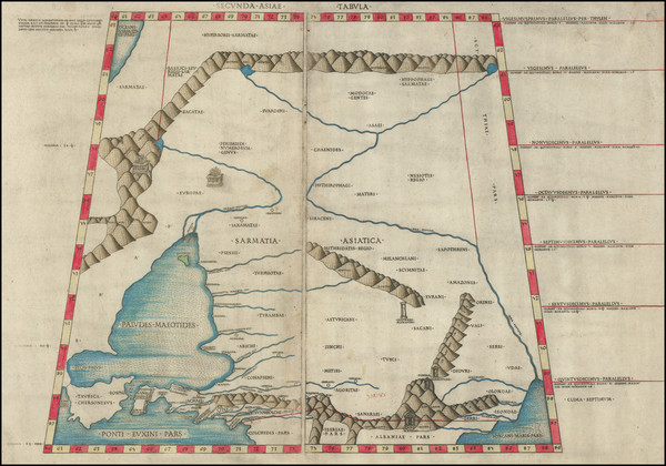 42-Russia and Ukraine Map By Claudius Ptolemy / Conrad  Swenheym 