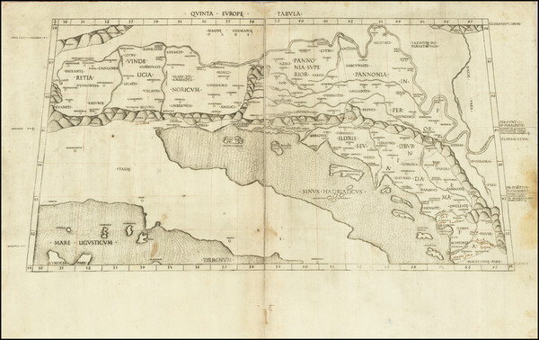 46-Balkans and Italy Map By Claudius Ptolemy / Conrad  Swenheym 