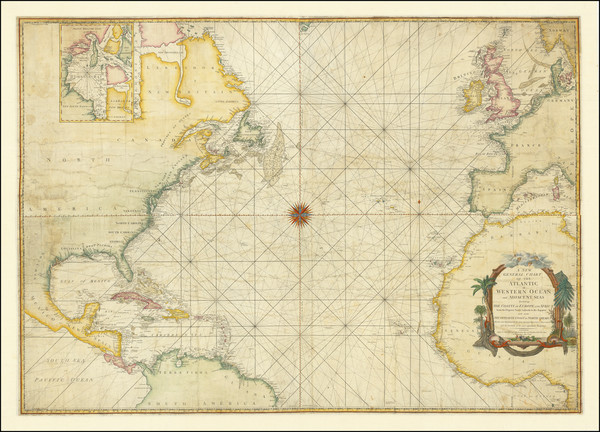 7-Atlantic Ocean, North America, Caribbean and West Africa Map By Sayer & Bennett