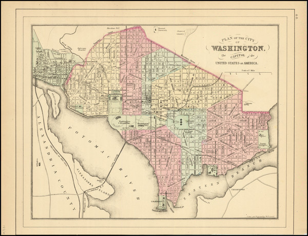 55-Washington, D.C. Map By Samuel Augustus Mitchell Jr.