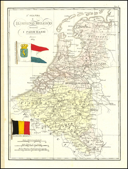 76-Netherlands and Belgium Map By Francesco Costantino Marmocchi