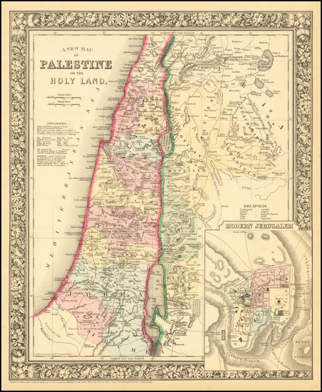 75-Holy Land Map By Samuel Augustus Mitchell Jr.