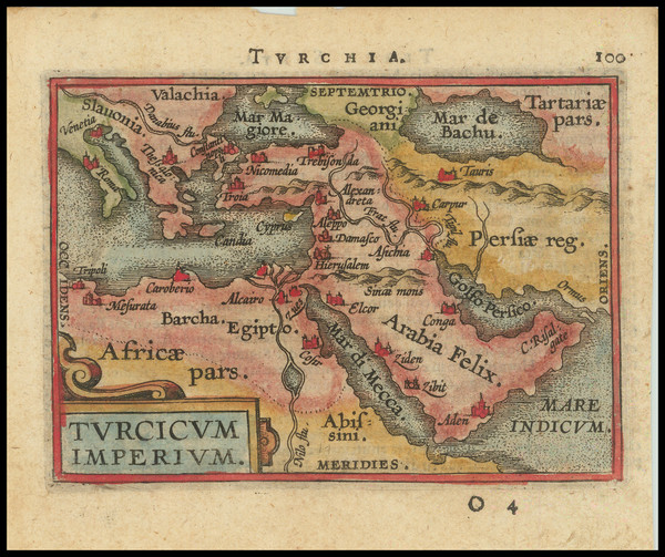 38-Turkey, Middle East and Turkey & Asia Minor Map By Abraham Ortelius / Johannes Baptista Vri