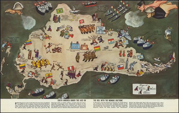 56-South America, Pictorial Maps and World War II Map By John Groth