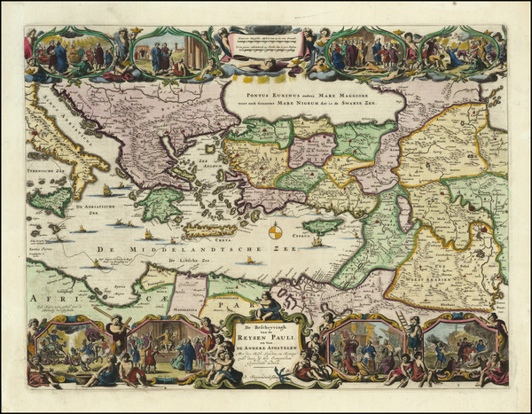 27-Turkey, Mediterranean, Holy Land and Turkey & Asia Minor Map By Daniel Stoopendahl