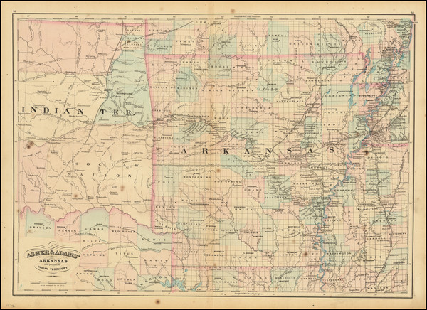 11-Arkansas and Oklahoma & Indian Territory Map By Asher / Adams