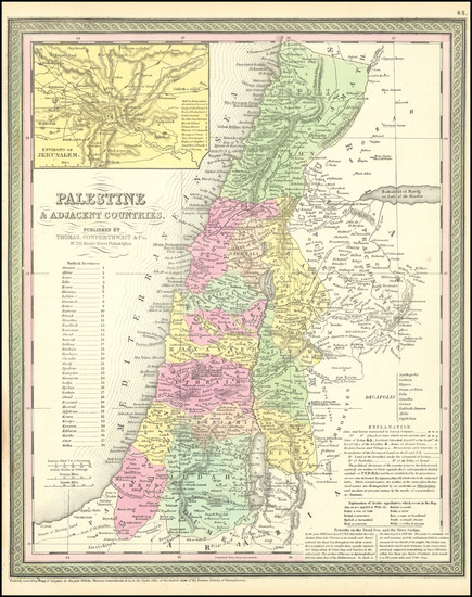 55-Holy Land Map By Thomas, Cowperthwait & Co.