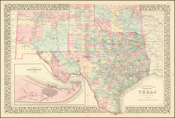 93-Texas Map By Samuel Augustus Mitchell Jr.