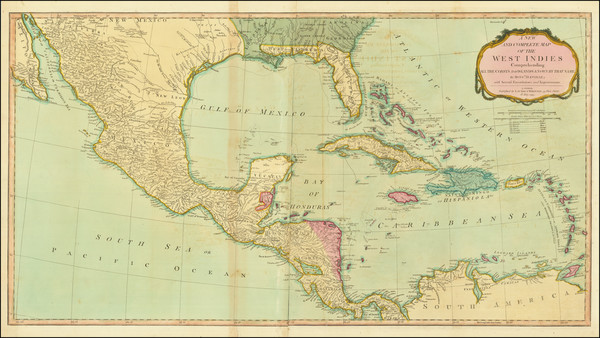 13-Florida, Texas, Mexico, Caribbean and Central America Map By Laurie & Whittle