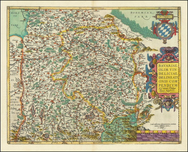 24-Süddeutschland Map By Abraham Ortelius