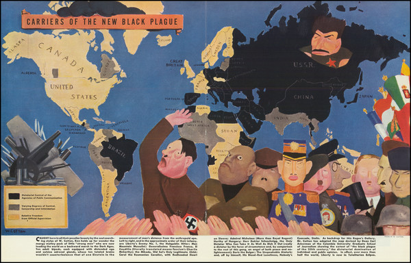 93-World, Pictorial Maps and World War II Map By William Henry Cotton