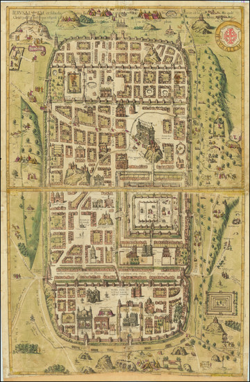 24-Jerusalem Map By Georg Braun  &  Frans Hogenberg