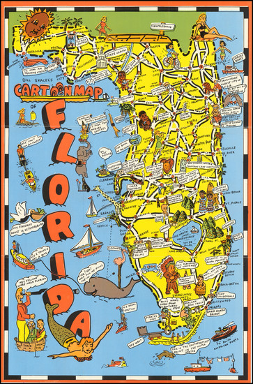 53-Florida and Pictorial Maps Map By Bill Skacel