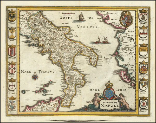 81-Southern Italy Map By Matheus Merian