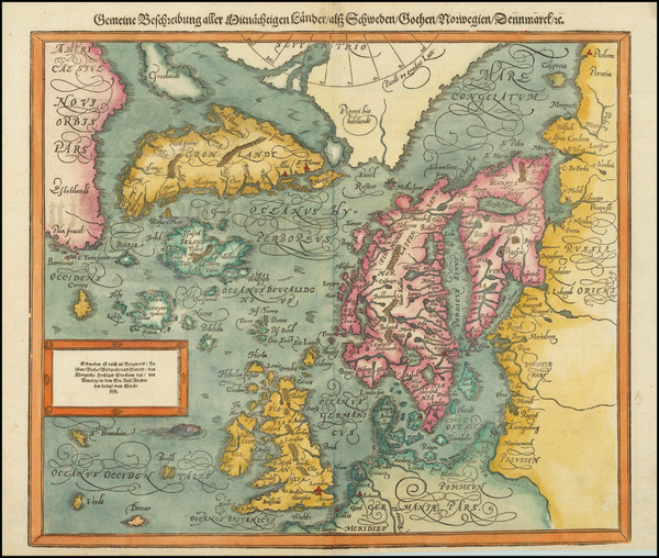 3-Polar Maps, Atlantic Ocean, Baltic Countries, Scandinavia, Iceland and Eastern Canada Map By Se