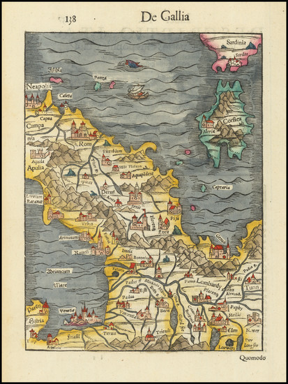 15-Southern Italy and Corsica Map By Sebastian Munster