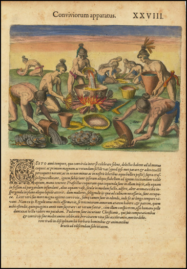 87-Florida and Native American & Indigenous Map By Theodor De Bry