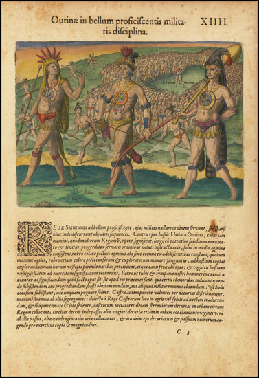 78-Florida and Native American & Indigenous Map By Theodor De Bry