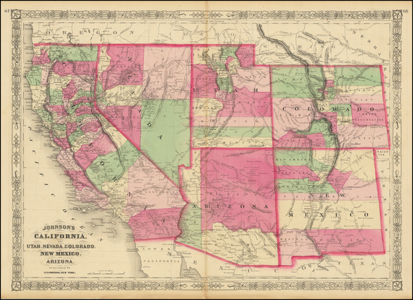 75-Plains, Southwest, Rocky Mountains and California Map By Alvin Jewett Johnson