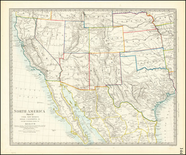 85-Texas, Southwest, Rocky Mountains and California Map By SDUK
