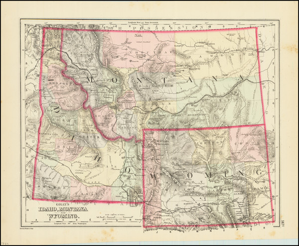 43-Idaho, Montana and Wyoming Map By O.W. Gray