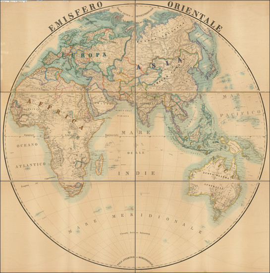 91-World and Eastern Hemisphere Map By Francesco Vallardi