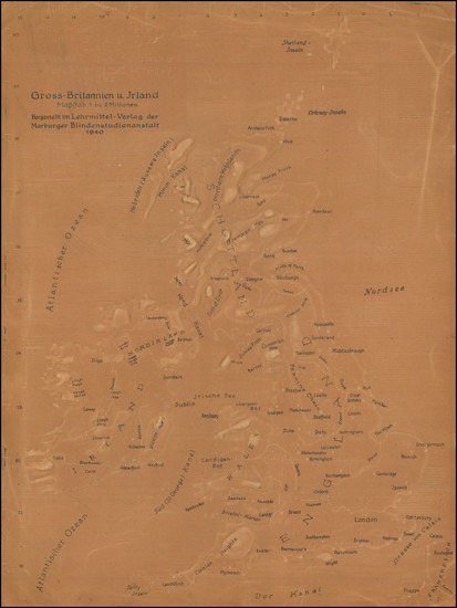 23-British Isles, England and Ireland Map By Lehrmittel-Verlag / Marburger Blindenstudienanstalt