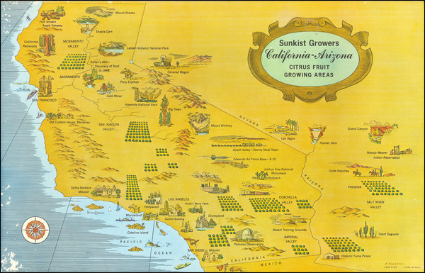 18-Nevada, Pictorial Maps and California Map By B. Franklin