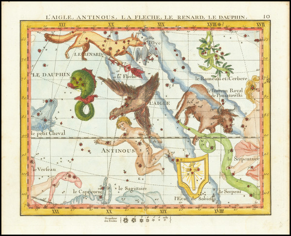 45-Celestial Maps Map By John Flamsteed / Jean Nicolas Fortin