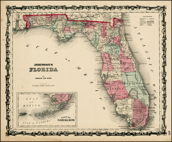 44-Southeast Map By Benjamin P Ward  &  Alvin Jewett Johnson