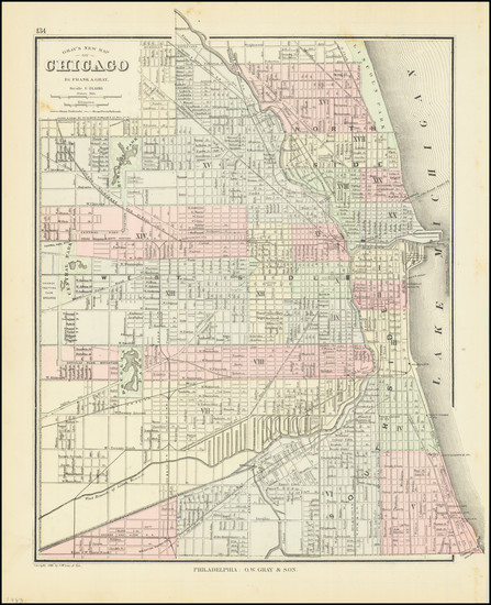 Cute Vintage Front Page of Fishing Map of Chicago w/Maps of Great
