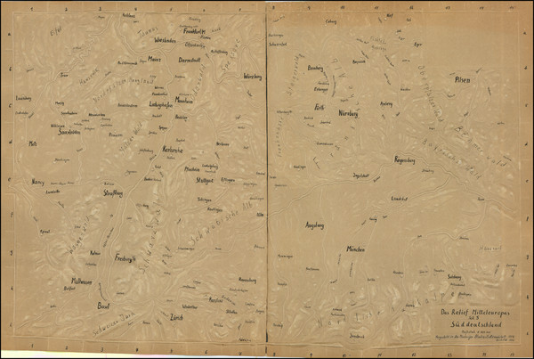 19-Süddeutschland Map By Marburger Blindenstudienanstalt