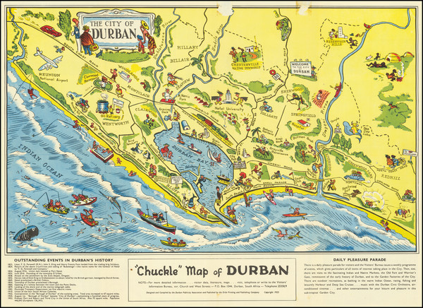 61-South Africa Map By Durban Publicity Association