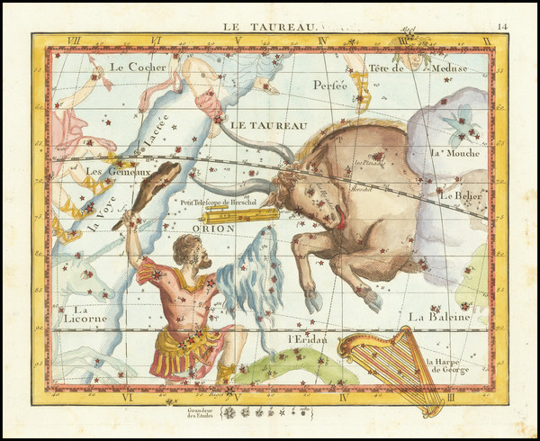 28-Celestial Maps Map By John Flamsteed / Jean Nicolas Fortin