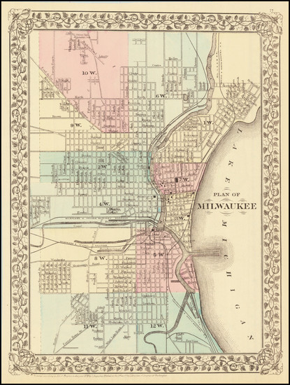 53-Wisconsin Map By Samuel Augustus Mitchell Jr.