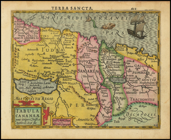 81-Holy Land Map By Jodocus Hondius