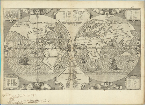 10-World and Australia Map By Benedictus Arias Montanus